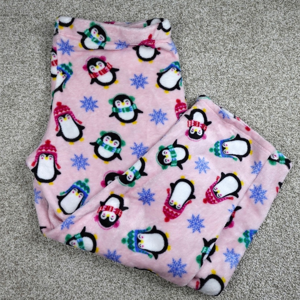 Secret Treasures Womens 3X Pink Penguin Fleece Pajama Pants Winter Snowflake PJ